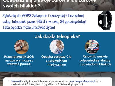 Obraz przedstawiający: Zapraszamy do składania wniosków do programu „opieki na odległość”