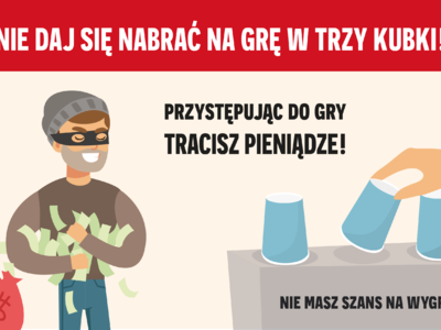 Obraz przedstawiający: Nie daj się nabrać na grę w trzy kubki!