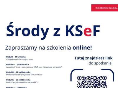 Obraz przedstawiający: Środy z KSeF - zapraszamy na szkolenia online