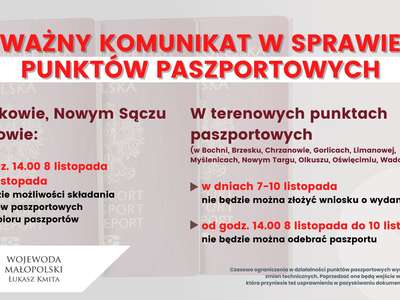 Obraz przedstawiający: Komunikat w sprawie punktów paszportowych