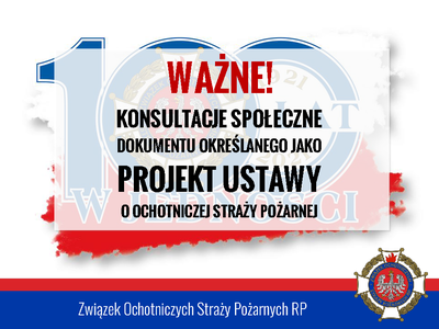 Obraz przedstawiający: Konsultacje społeczne dokumentu określanego jako projekt ustawy o ochotniczej straży...