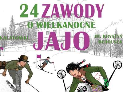 Obraz przedstawiający: Zawody na starym sprzęcie narciarskim 