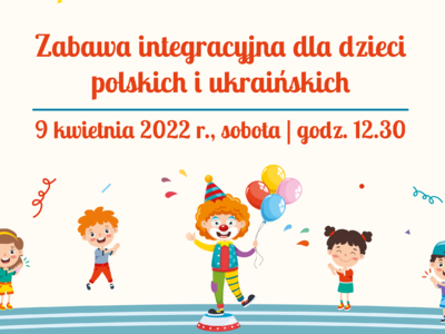 Obraz przedstawiający: Zabawa integracyjna dla dzieci polskich i ukraińskich / Інтеграційна гра...