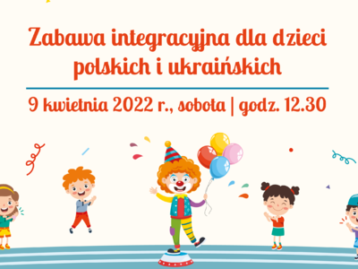 Obraz przedstawiający: Zabawa integracyjna dla dzieci polskich i ukraińskich/ Інтеграційна гра для...