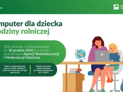 Obraz przedstawiający: Pieniądze na zakup komputera dla dziecka z rodziny rolniczej