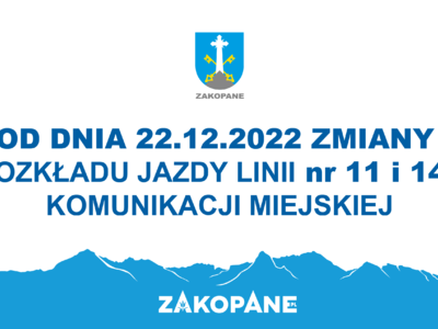 Obraz przedstawiający: Zmiany rozkładu jazdy linii nr 11 i 14 komunikacji miejskiej