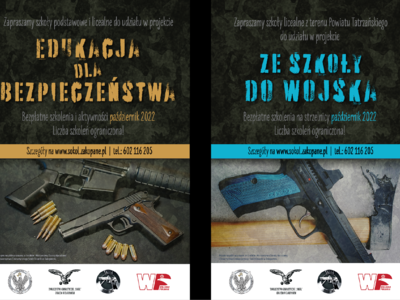 Obraz przedstawiający: "Edukacja dla bezpieczeństwa" oraz "Ze szkoły do wojska"