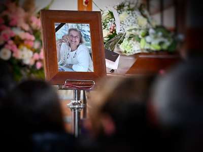 Obraz przedstawiający: Uroczystości pogrzebowe legendy polskiego narciarstwa alpejskiego Doroty Mogore z d....