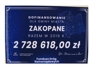 Obraz przedstawiający: Dofinansowanie dla Miasta Zakopane