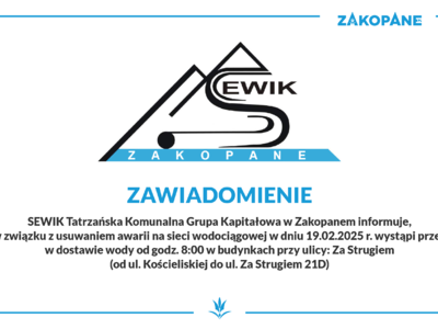 Obraz przedstawiający: Przerwy w dostawie wody ul. Za Strugiem