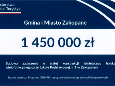 Obraz przedstawiający: Dofinansowanie dla Gminy Miasto Zakopane w ramach Programu Olimpia