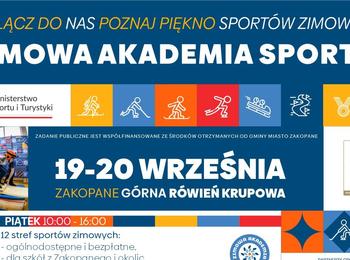 Obraz przedstawiający: Zimowa Akademia Sportu –  w drodze na Zimowe Igrzyska przez Małopolskę. IX edycja i debiut w Zakopanem
