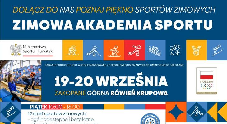 Obraz przedstawiający: Zimowa Akademia Sportu –  w drodze na Zimowe Igrzyska przez Małopolskę. IX edycja i debiut w Zakopanem