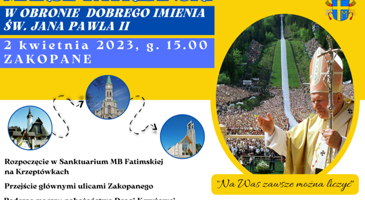 Obraz przedstawiający: Marsz Tatrzański w obronie dobrego imienia św. Jana Pawła II